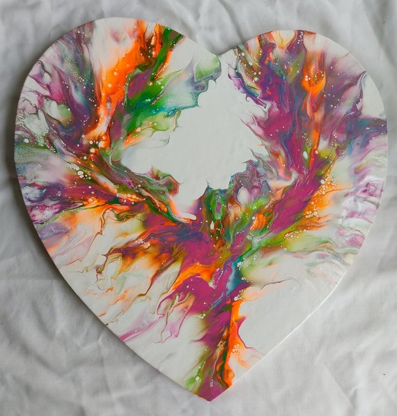 A Stunning Heart Shaped Canvas Wall Art Using Bold, Bright and