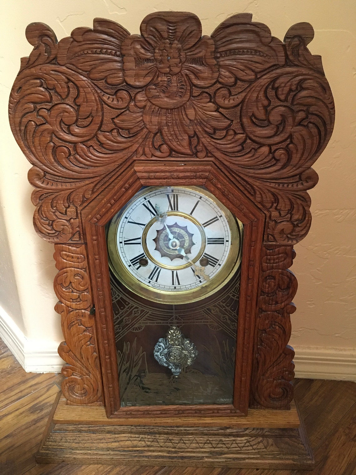 Antique Waterbury Oak Gingerbread Parlor Mantle Clock 1913 Etsy