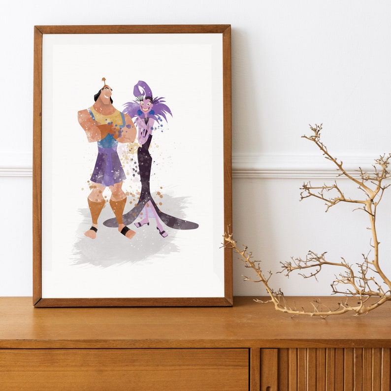 Kronk and Yzma POSTER Watercolor Wall Art Cartoon Character Etsy