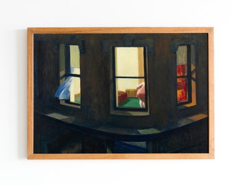 Edward Hopper POSTER XII: Reproduction of Hopper painting, Night Windows print, home wall art, Living room decor.