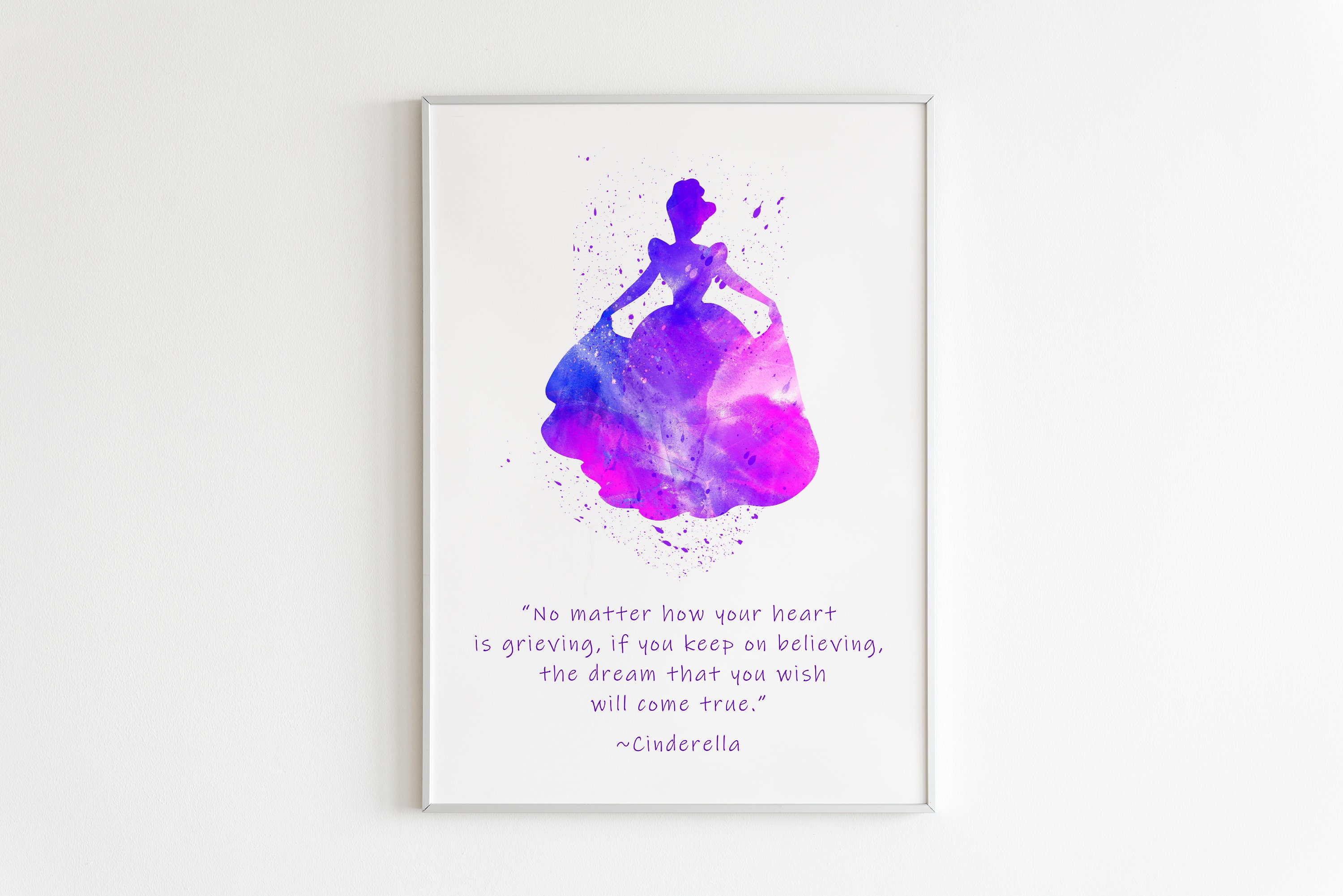 Cinderella Quote POSTER Watercolor Wall Art Disney Art Etsy