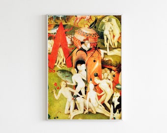 Hieronymus Bosch POSTER VIII: Reproduction of Bosch painting, The Garden of Earthly Delights fragment, Eden wall art, Living room decor.
