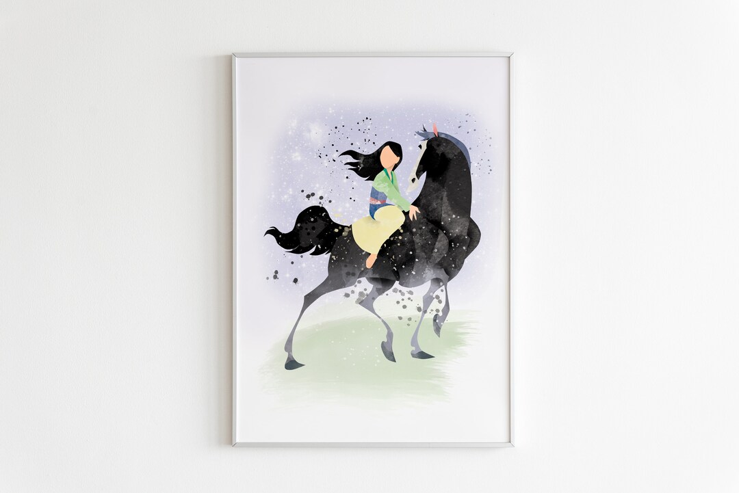 Mulan on Horse POSTER: Mulan Watercolor Poster Disney Princess Warrior ...