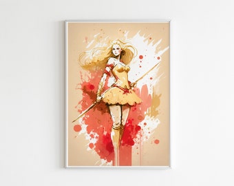 She-ra IV POSTER: She-ra Watercolor Poster Print on Quality Paper - Colorful Wall Art for Home Decor