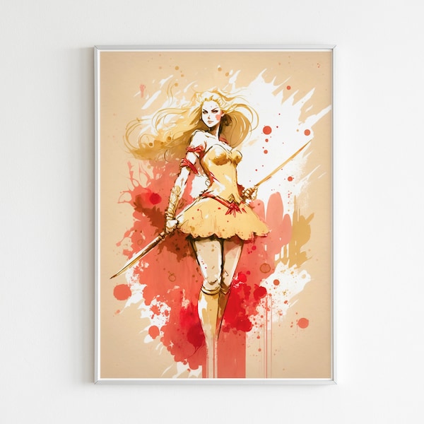 She-ra IV POSTER: She-ra Watercolor Poster Print on Quality Paper - Colorful Wall Art for Home Decor