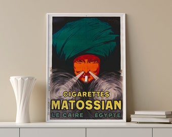 Cappiello Advertising POSTER II: Reproduction of Leonetto Cappiello advertising poster, Cigarettes Matossian vintage ad wall art.