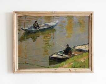 Claude Monet POSTER XLV: Two anglers - Fine Art Print on Quality Paper