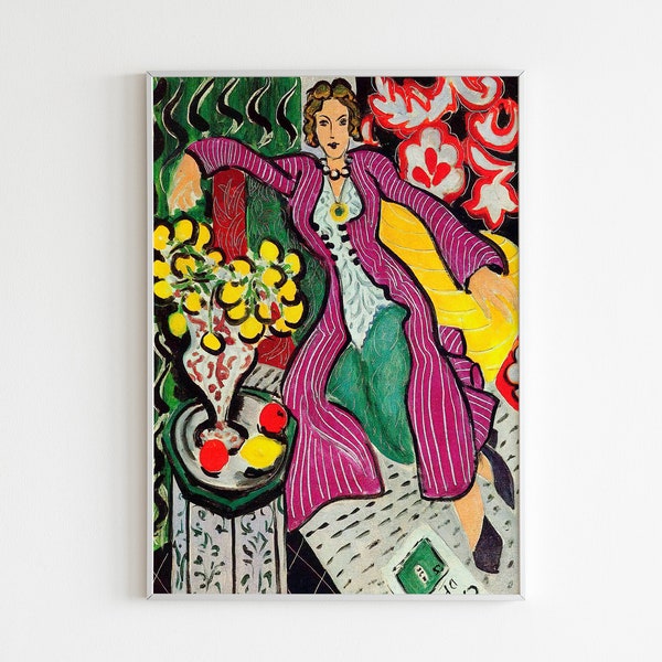 Henri Matisse POSTER XVI: Reproduction de la peinture de Matisse, Femme en manteau violet, art mural de la maison, Décor de salon.