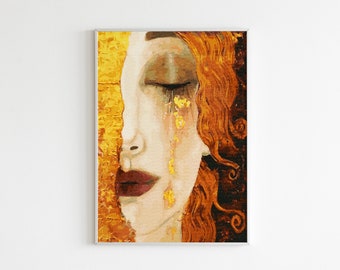 Gustav Klimt POSTER IV: Inspired by Klimt painting, Golden tears print, home wall art, Living room decor.