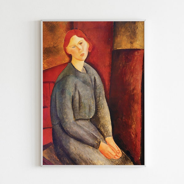 Amadeo Modigliani POSTER XXV: Reproduktion eines Modigliani-Gemäldes, Porträt von Annie Bjarne, Wandkunst für Zuhause, Wohnzimmerdekoration.