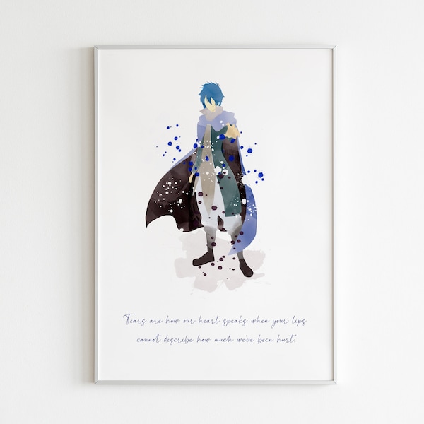 Jellal Fernandes Quote POSTER: Watercolor wall art, Fairy Tail art decor, manga character poster, custom wall art.