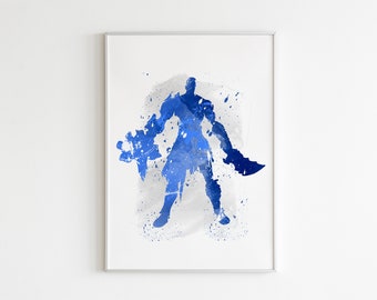 Kratos POSTER: Watercolor wall art, God of War art decor, game  character poster, custom wall art.