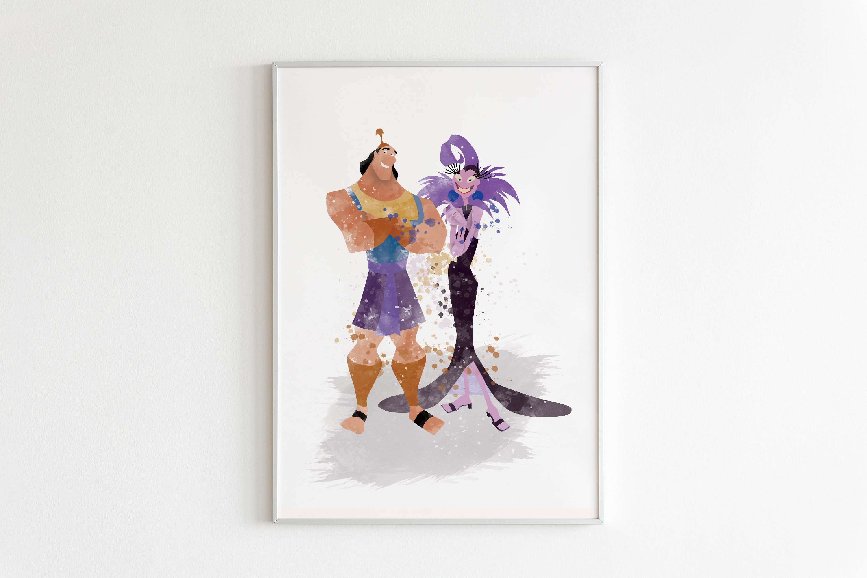 Kronk and Yzma POSTER Watercolor Wall Art Cartoon Character Etsy