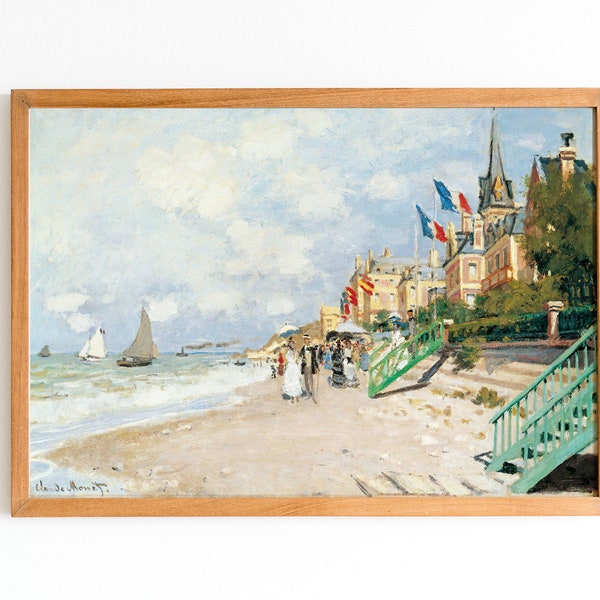 Claude Monet POSTER XIII: Reproduction de la peinture de Monet, L’estampe La plage de sable à Trouville, art mural de la maison, Décor de salon.