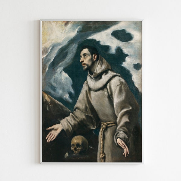 El Greco POSTER II: Reproduction of da El Greco painting, Saint Francis extasy print, home wall art, Living room decor.