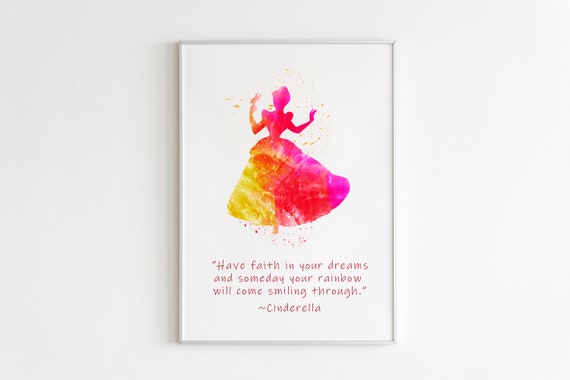 Cinderella Quote II POSTER: Watercolor Wall Art Disney Art - Etsy