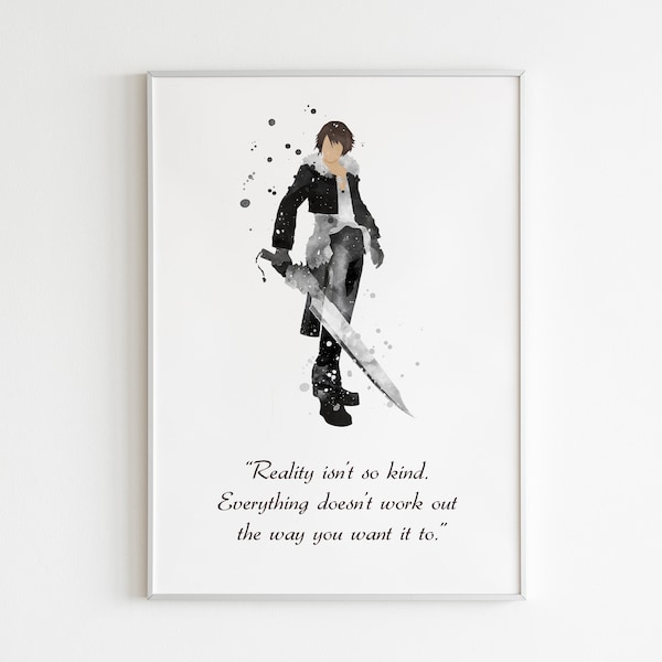 Squall Leonhart Quote POSTER: Watercolor wall art, Final Fantasy art decor, game character poster, custom wall art.