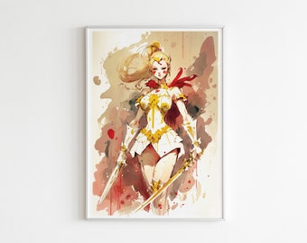 She-ra V POSTER: She-ra Watercolor Poster Print on Quality Paper - Colorful Wall Art for Home Decor