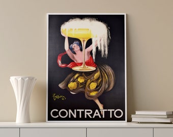 Cappiello Advertising POSTER IV: Reproduction of Leonetto Cappiello advertising poster, Contratto vintage ad wall art.