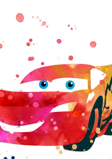 Lightning McQueen POSTER: Watercolor wall art, Cars art decor, cartoon ...