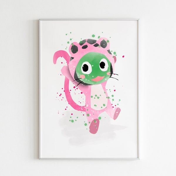 Frosch POSTER: Watercolor wall art, Fairy Tail art decor, manga character poster, custom wall art.