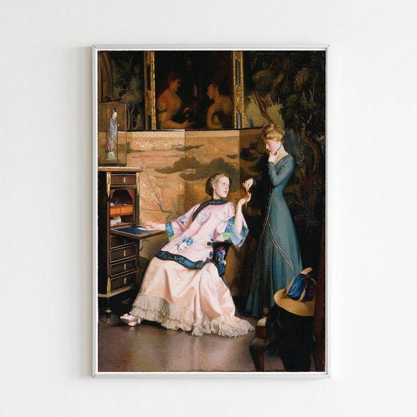 William McGregor Paxton AFFICHE VIII: Reproduction de la peinture de Paxton, La nouvelle impression du collier, art mural de la maison, Décor du salon.