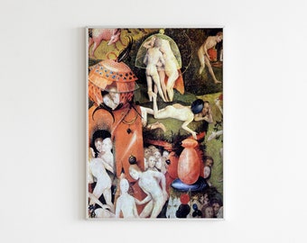 Hieronymus Bosch POSTER II: Reproduction of Bosch painting, The Garden of Earthly Delights fragment, Eden wall art, Living room decor.