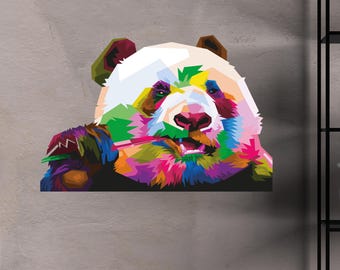 Panda Wall Decal/ Colored Panda Wall Decal / Panda Wall Décor/ Bear Wall Decal /Animal Wall Decals/ Panda Wall Stickers/ Kids Decal  (K1462)