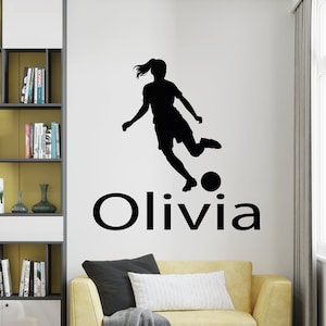 Soccer Decal/Soccer Player Wall Decal/ Custom Soccer Name Decal/ Football Sticker/ Sports Wall Decal/ Boys room Decal// Home Décor/  K1266