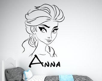 Frozen Wall Decal Princess Elsa and Anna Wall Decor for Girls Bedroom (K347)