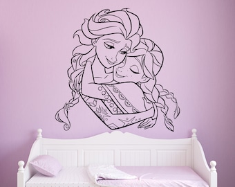 Frozen Wall Decal Princess Elsa and Anna Wall Decor for Girls Bedroom (K342)