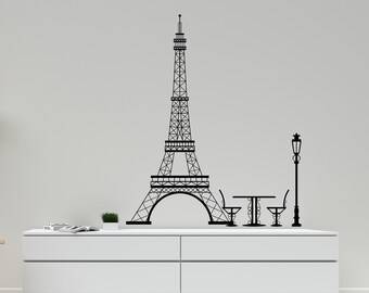 Paris Wall Decal/ Paris Eiffel Tower Wall Decal/ Girls Room Decor/ Woman wall decal/ France Wall Sticker  (K512)