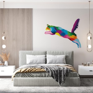 Cat Wall Decal/ Colorful Wall Decal/ Cat Pattern Decal for Nursery/ Cat Face Vinyl Wall Decal/ Wall Sticker in Pop Art Style/ K1475