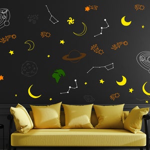 Planetswall decal/ Space Wall Decal/ Stars wall decal (K204)