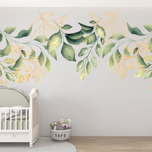 Leaves Wall Decal/ Flower Wall Decal/ Leaf Wall Decal/ Nursery Wall Decal/ Flower Decals Wall Decor/ Plant Wall Decal/ Baby Decal   (K827)