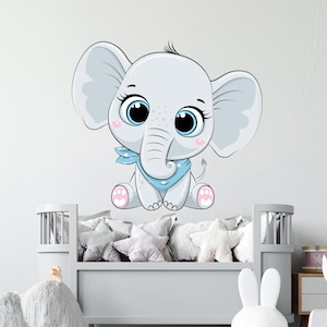 Elephant Wall Decal/ Cute Elephant Wall Decals/Animals wall decal/Nursery Sticker Over the Bed/ Baby Boy&#39;s Nursery Wall Decals (K415)