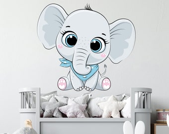Geckoo Baby Zoo King Elephant Wall Decal - Teal & Ivory Elephant Nursery Wall Sticker (X-Large, 43" H X 33" W) - View #4