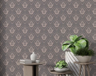 Damask Wallpaper/ Damask Pattern Wall Decal/ Vintage Removable Wallpaper Removable/ Wallpaper Peel and Stick/ Damask Wall Decal/  (KB W17)