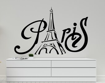 Paris Wall Decal/ Paris Eiffel Tower Wall Decal/ Girls Room Decor/ Woman wall decal/ France Wall Sticker  (K514)