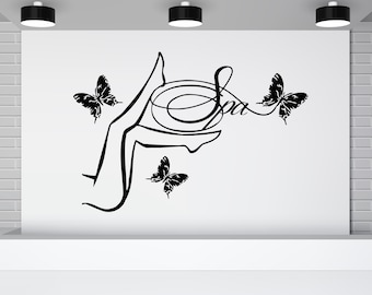 Spa Salon Wandtattoo Hautpflege Wandsticker Massage Wanddeko Schönheitssalon (K480)