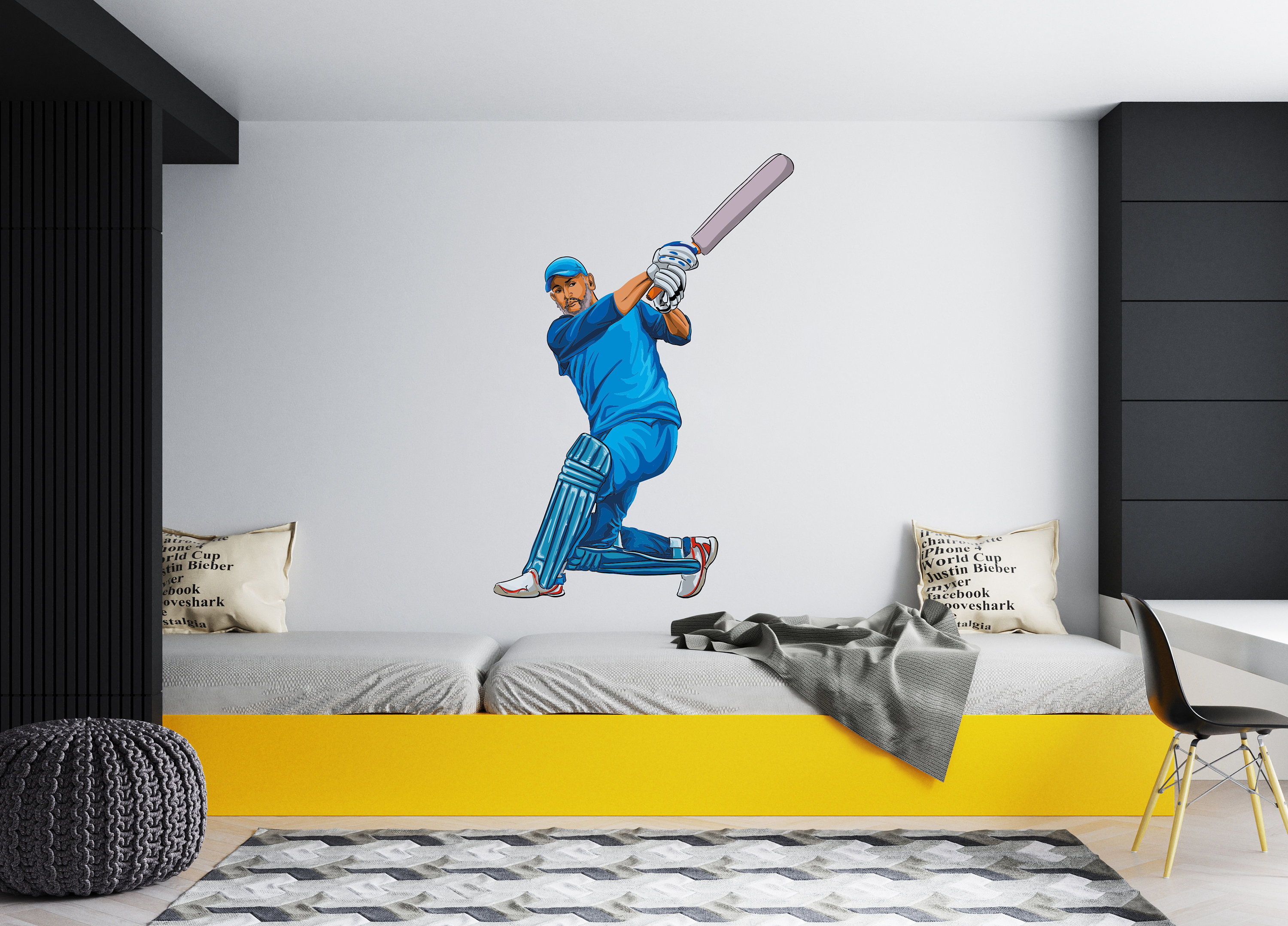 Cricket Wall Decal/ Sports Wall Decal/ Boys Room Decal/ Cricket Player ...
