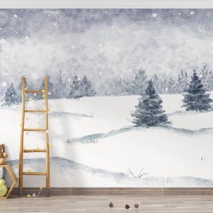 Papier peint forêt/ Papier peint nature/ Papier mural forêt d'épicéas/ Papier peint forêt brumeux/ Papier peint forêt sombre/ Papier peint arbre arbres/ KB W379