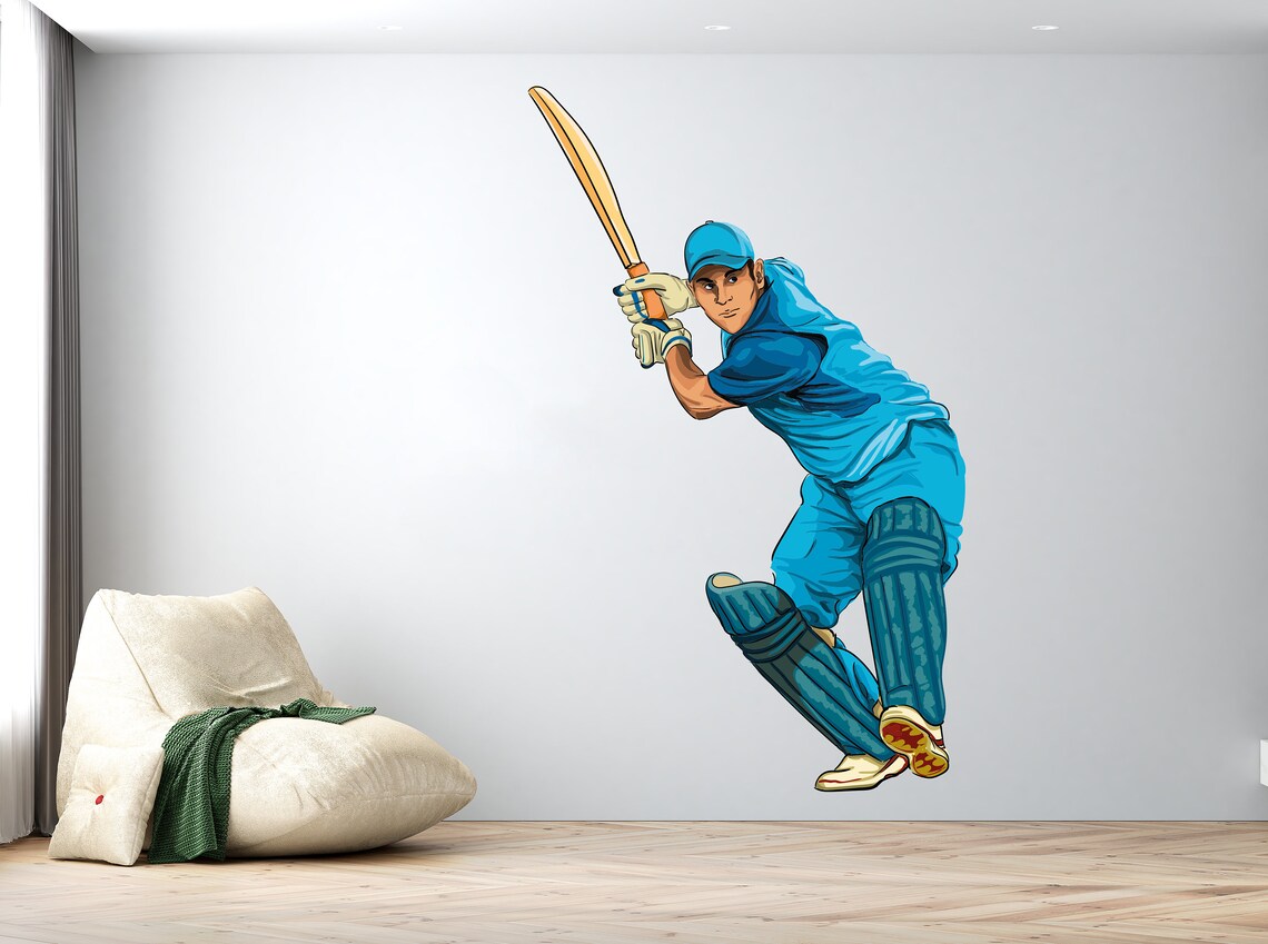 Cricket Wall Decal/ Sports Wall Decal/ Boys Room Decal/ Cricket Player ...