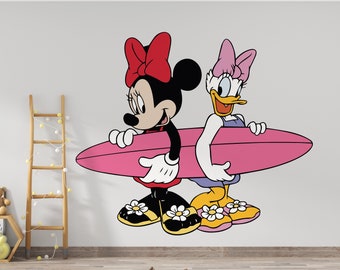 Minnie Maus Wandtattoo Cartoon Wanddekoration Für Kinder Kinderzimmer Personalisierte Name Wandtattoo (K1000)
