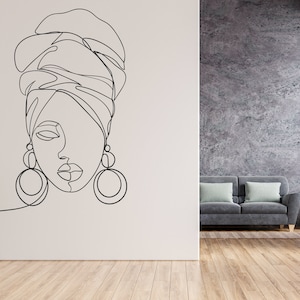 Woman Wall Decal. African Girl Wall Decal. Abstract Woman Wall Decal. Beautiful woman wall decal. Beauty Salon Wall Decor.Africa decal(K830)