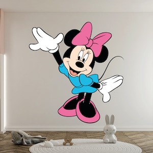 Minnie Mouse orejas nombre personalizado 26 x 24 vinilo pared