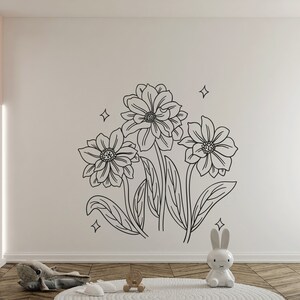 Bloemen muur sticker/bloemen muur sticker/bloem stickers muur decor/pioenrozen muur sticker/kamille muur sticker/rozen muur sticker (K1181)