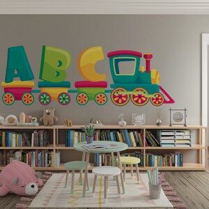 Train Wall Decal/ Locomotive Decal/ Train Wall Sticker/ Kids Wall Decal/ Cartoon Wall Décor/ Personalized Name Wall Decal/ Train Decor K1286