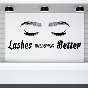 Eyelash Wall Decal for Beauty Salon Lashes Wall Sticker Eyelashes Wall Decor (K303)
