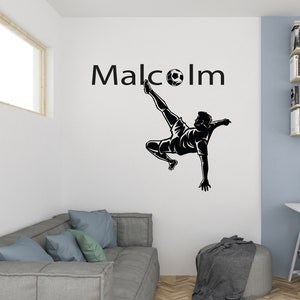 Soccer Decal/Soccer Player Wall Decal/ Custom Soccer Name Decal/ Football Sticker/ Sports Wall Decal/ Boys room Decal// Home Décor/  K1278